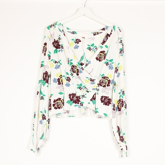 Free People Saturday Floral Faux Wrap Top - Picture 1 of 8
